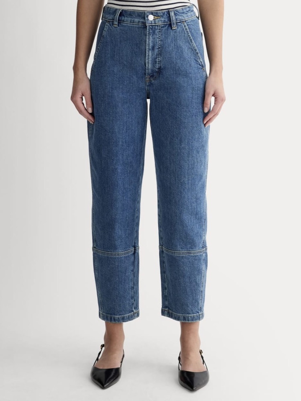 Everlane The Utility Barrel Jean New Blue 33R NWT High Rise Cropped Denim